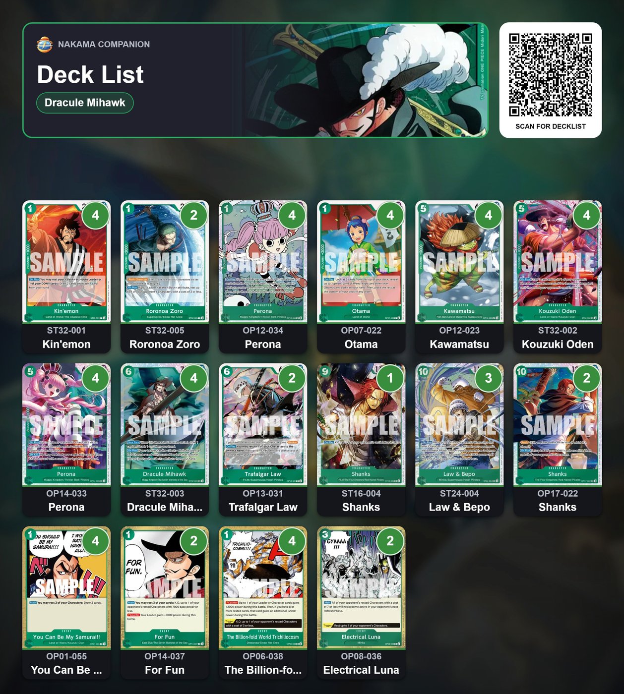 Decklist Dracule Mihawk OP17